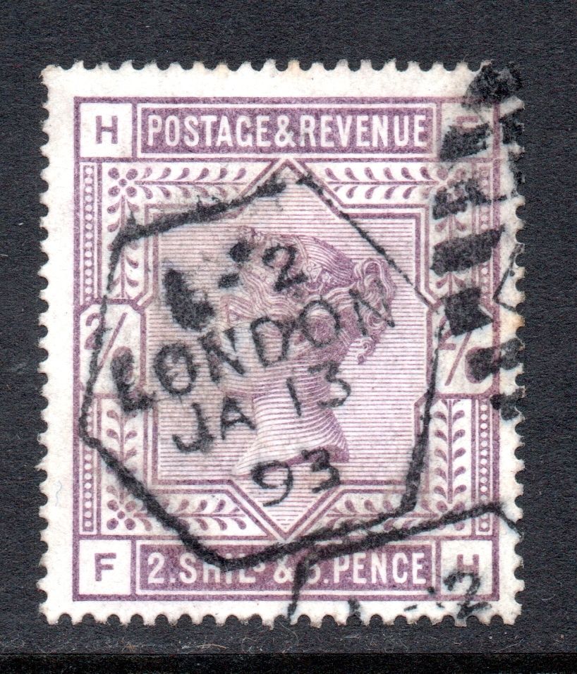 Great Britain / UK. Queen Victoria. 2/- 6d. Used. Duplex Postmark.  SG No. 179