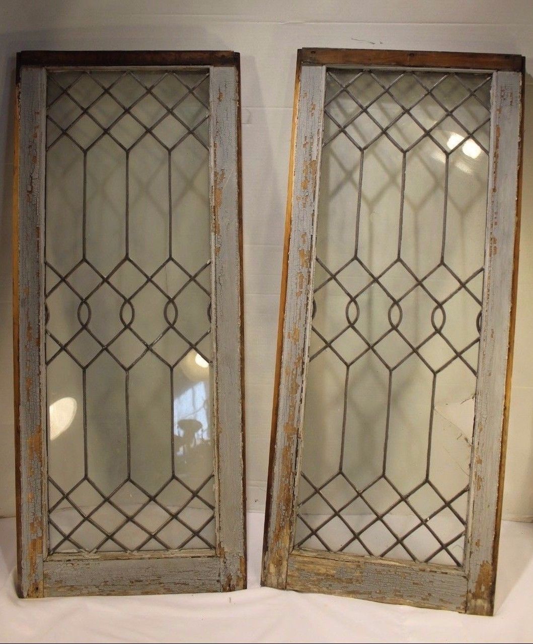 ANTIQUE CLEAR STAINED GLASS WINDOW ORNATE LEAD STYLE VINTAGE