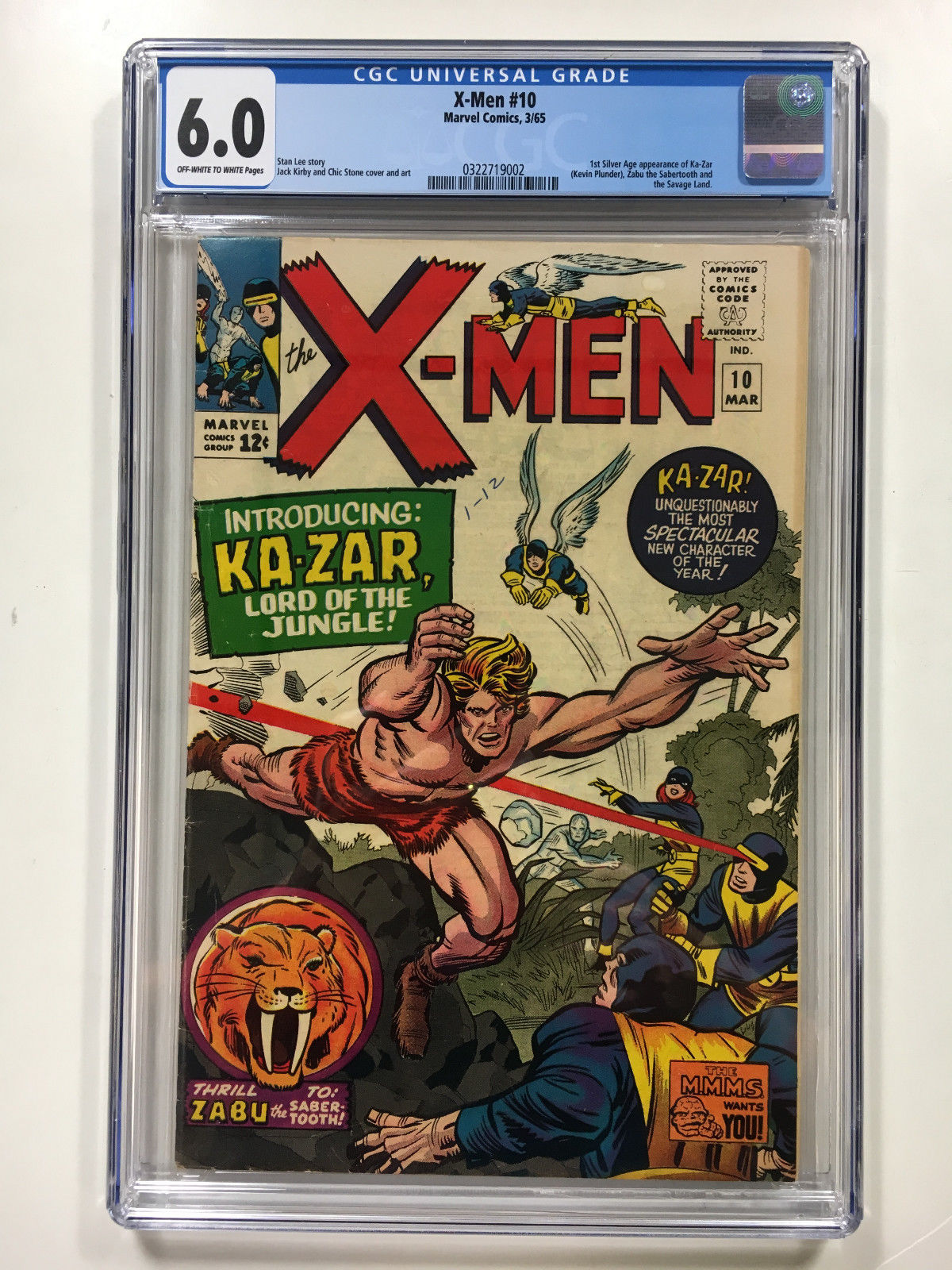 X-men #10 CGC 6.0 Marvel comic 1965 1st SA Ka-zar, Saber-tooth