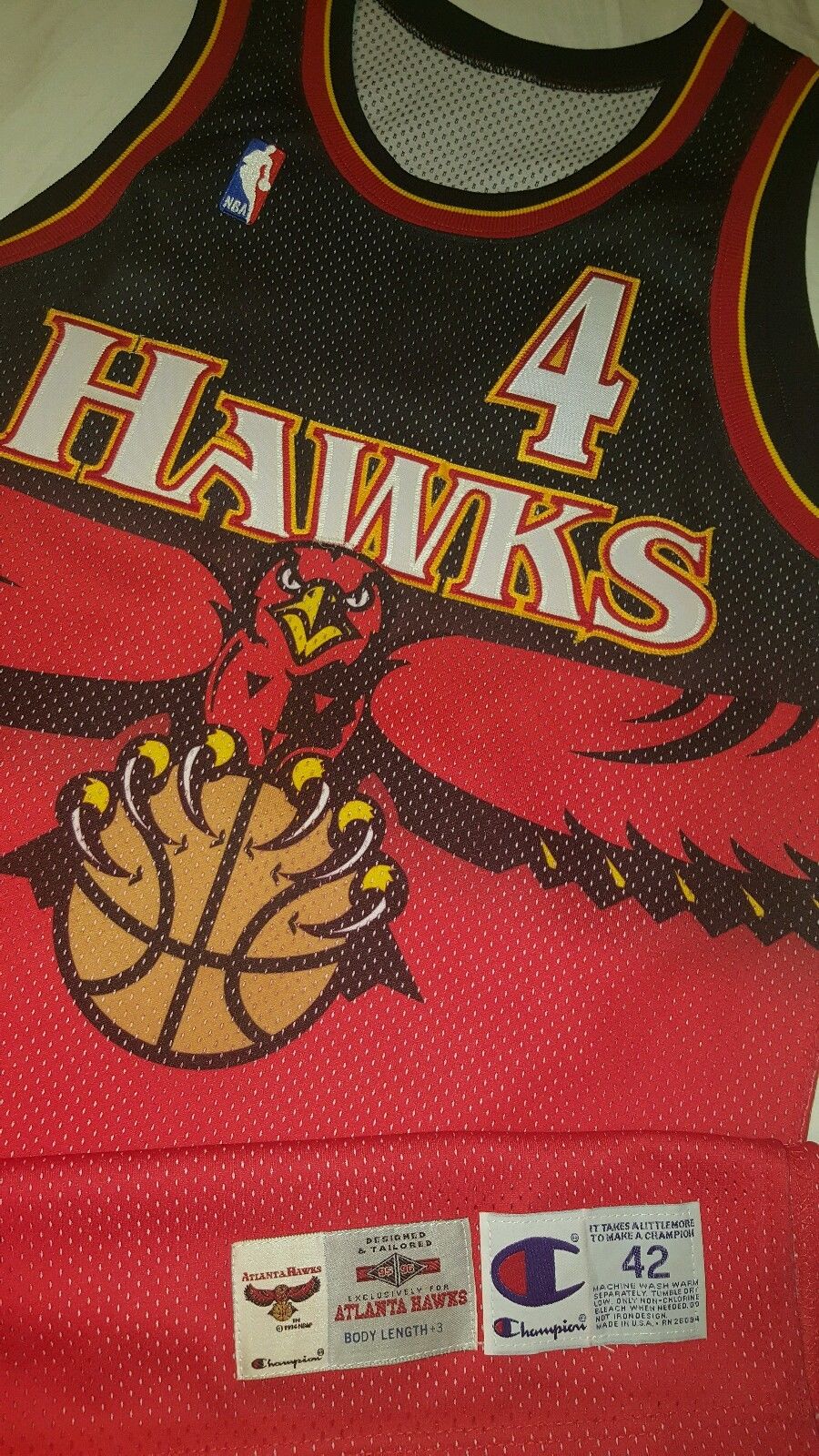 Spud Webb 1995-96 Atlanta Hawks Authentic NBA Game Jersey Size 42+3