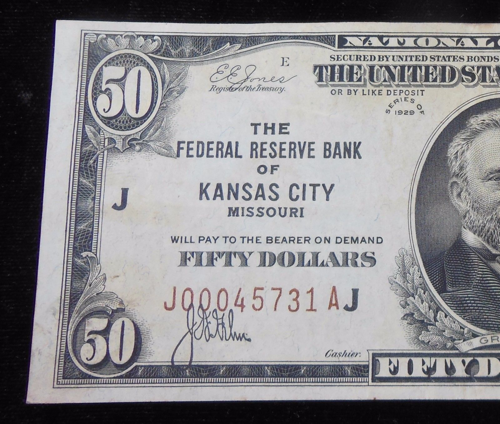 Series 1929 $50 National Currency Kansas City Brown Seal F-1880J