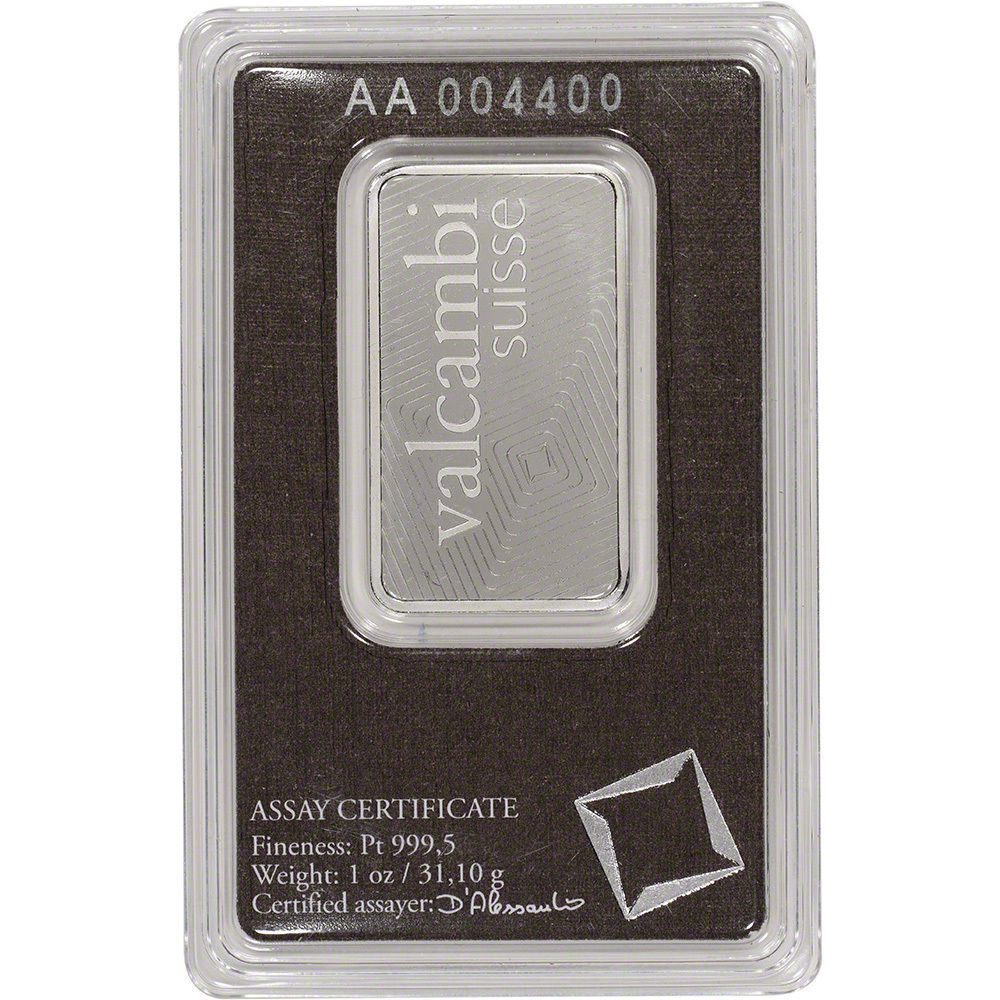 1 oz. Platinum Bar - Valcambi Suisse - 999.5 Fine Brand New