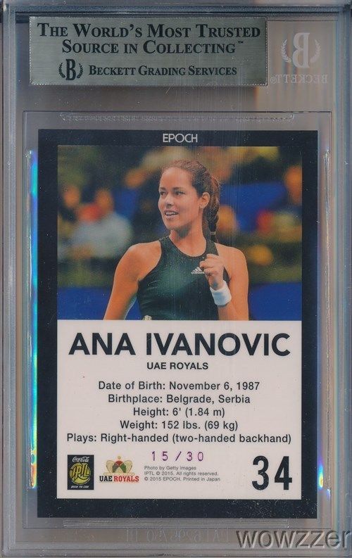 Ana Ivanovic 2015 Epoch Tennis RUBY Foil Facsimile Signature #15/30 BGS 9.5