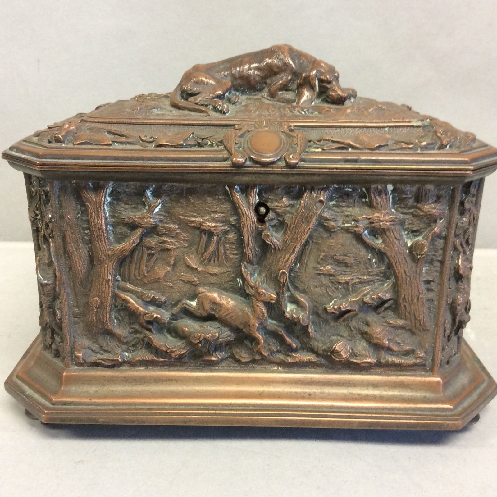 French Bronze Jewelry Casket 19th C. Signed Paris