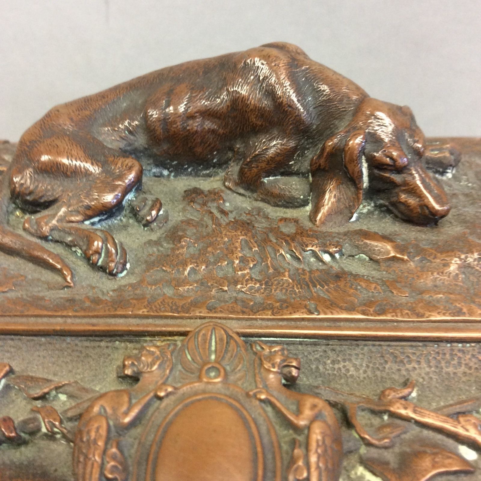 French Bronze Jewelry Casket 19th C. Signed Paris