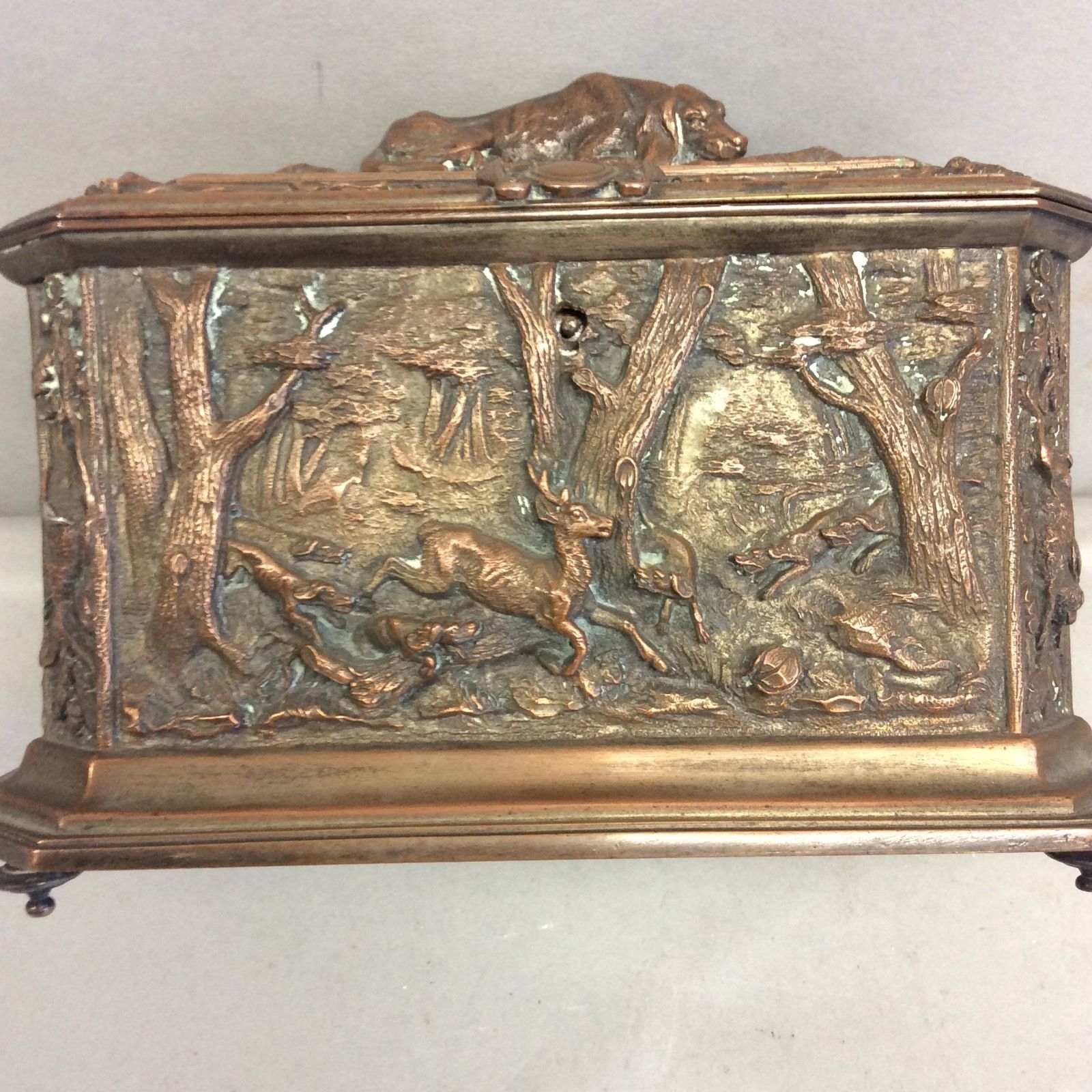 French Bronze Jewelry Casket 19th C. Signed Paris