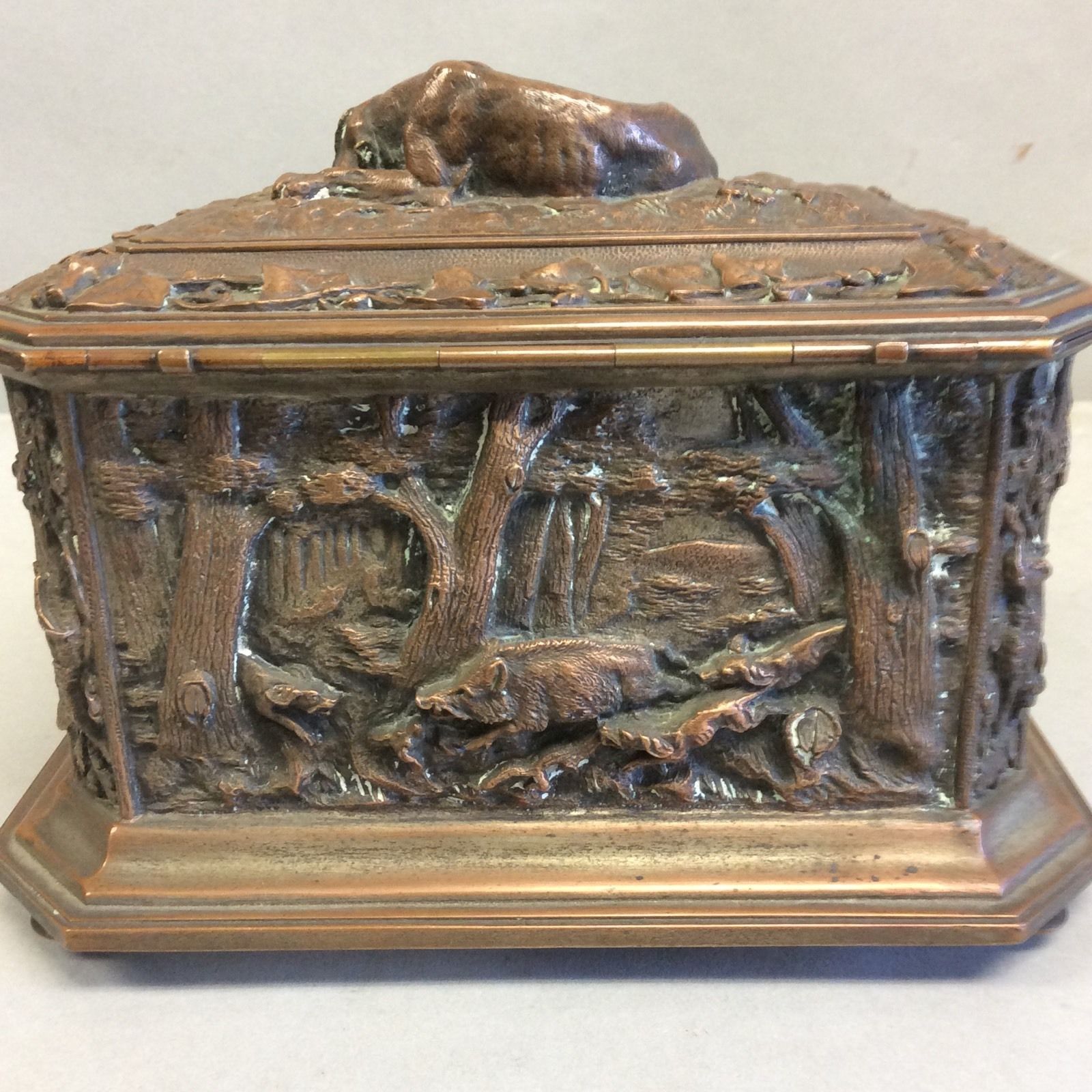 French Bronze Jewelry Casket 19th C. Signed Paris