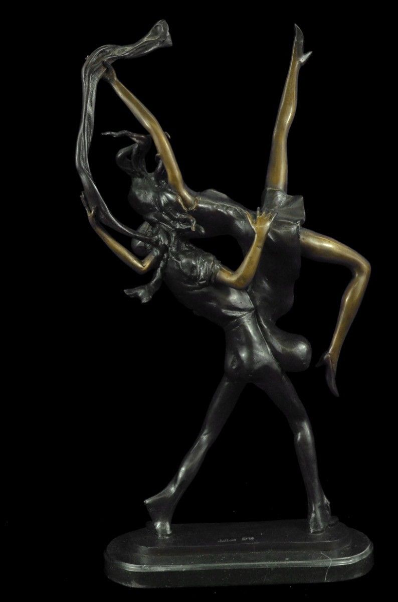 Sculpture Statue Signed J.Erte Modern Art Abstract Nude Dancer Free Shipping Br