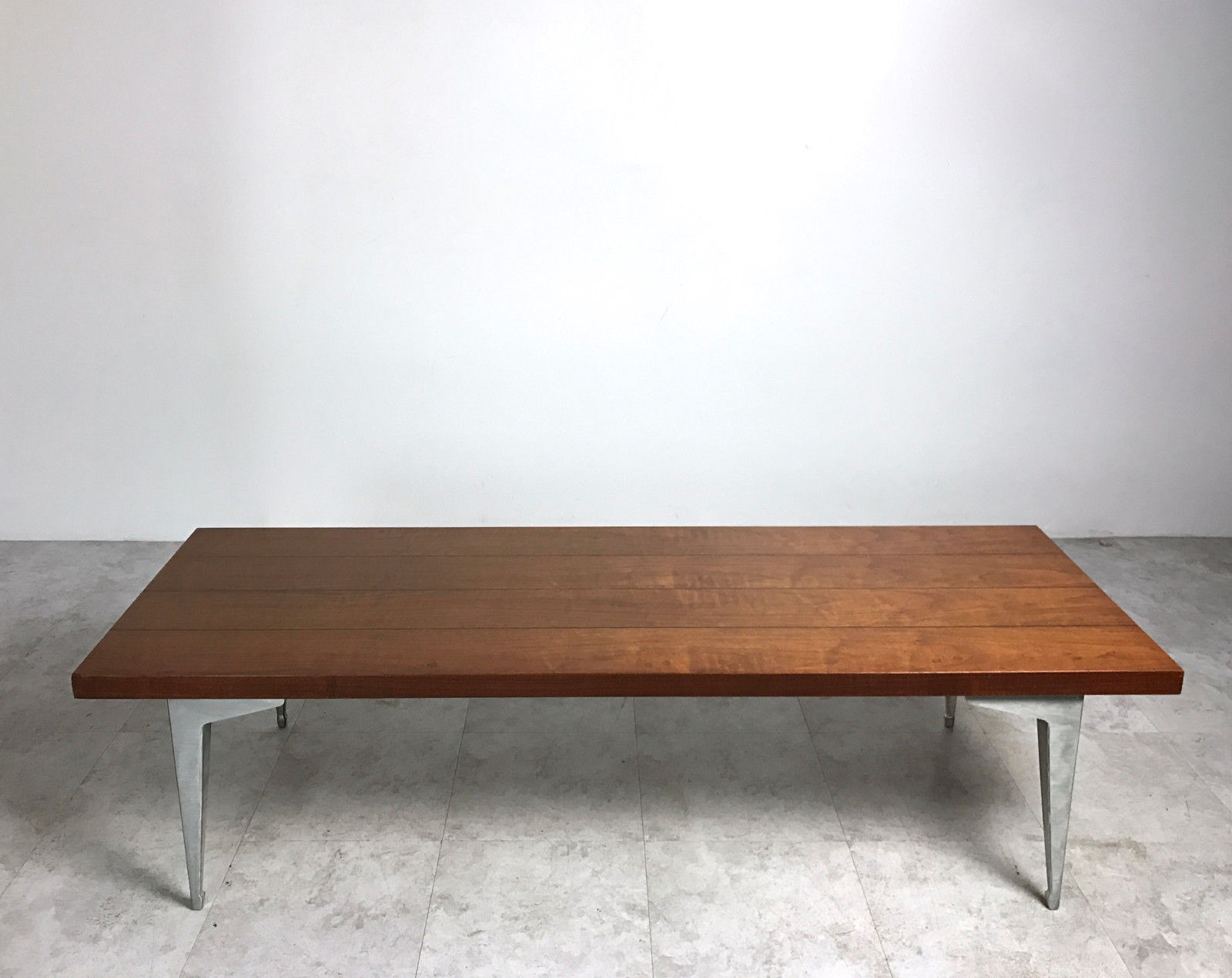 Rare Vintage Lane Prophecy Walnut Aluminum Coffee Table Mid Century Modern 1960s