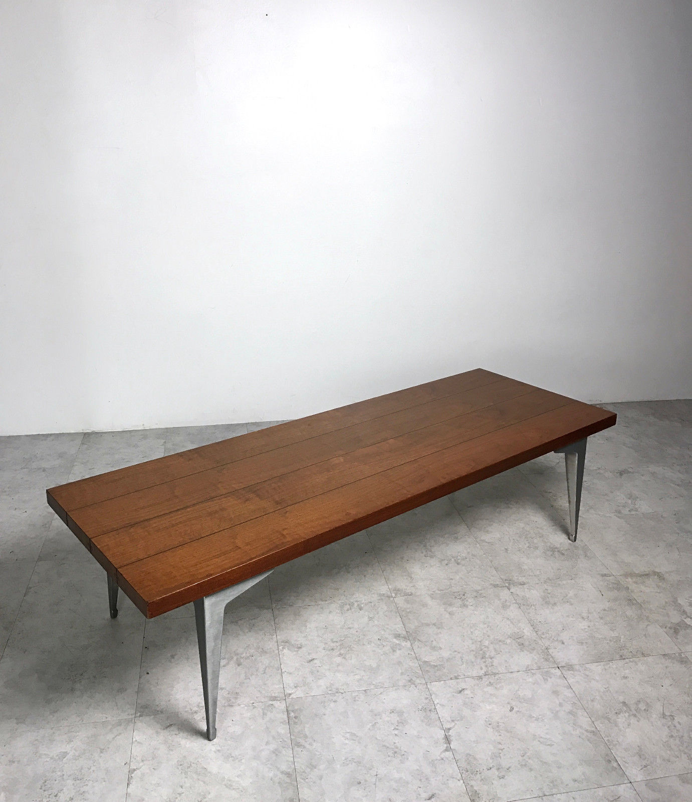 Rare Vintage Lane Prophecy Walnut Aluminum Coffee Table Mid Century Modern 1960s