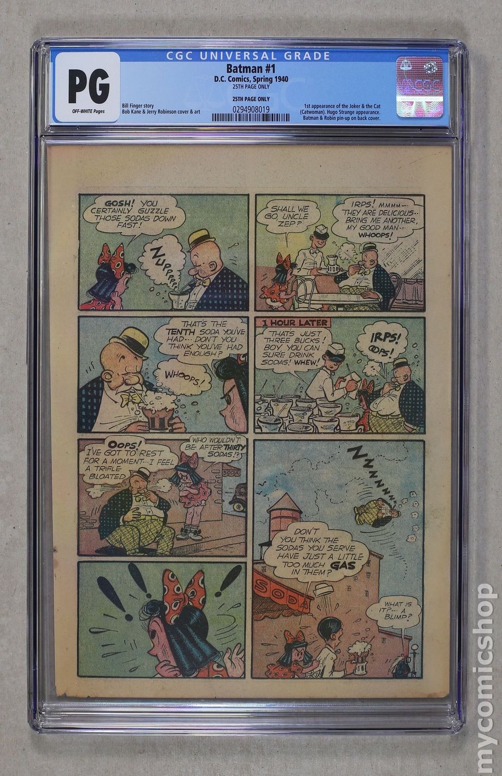 Batman (1940) 1 CGC PG 25th Page Only 0294908019