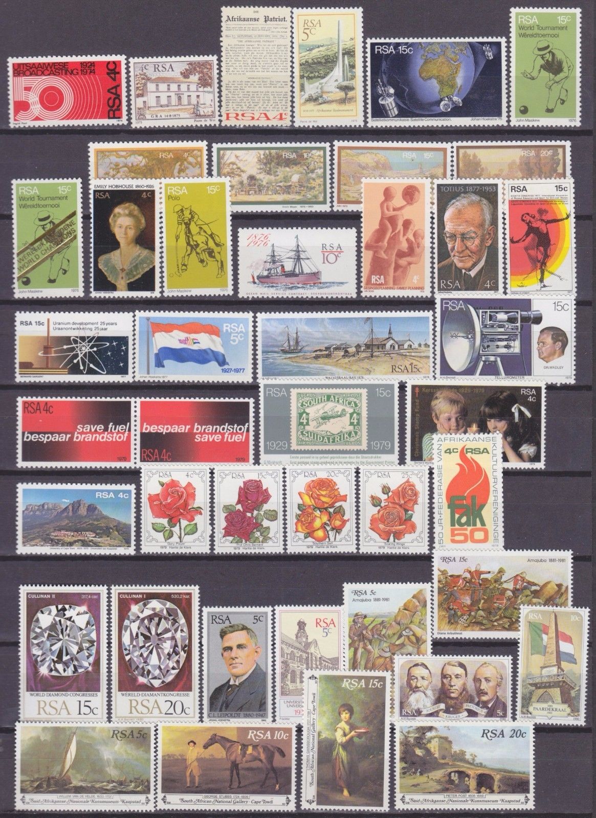 SOUTH AFRICA-A COLLECTION OF 86 STAMPS VARIOUS FROM 1974-1986 SETS COMPLETE MNH