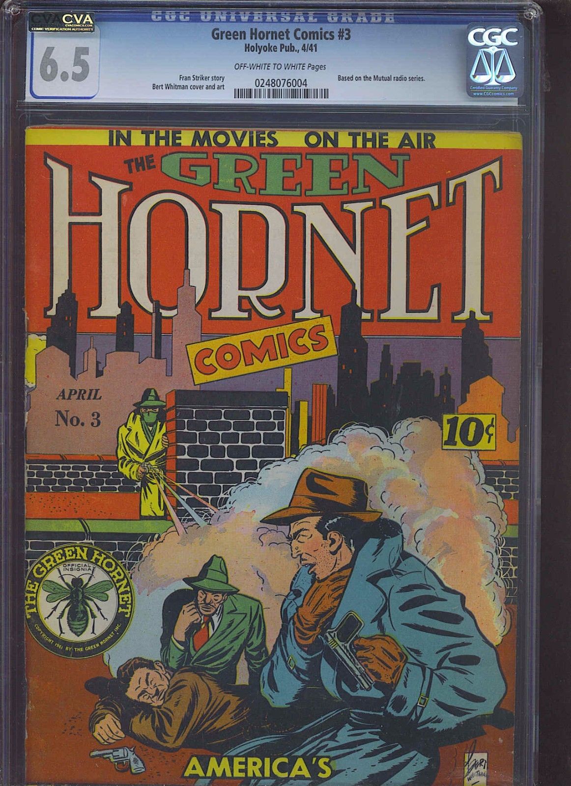 GREEN HORNET #3 CGC FN+ 6.5; OW-W; rare!