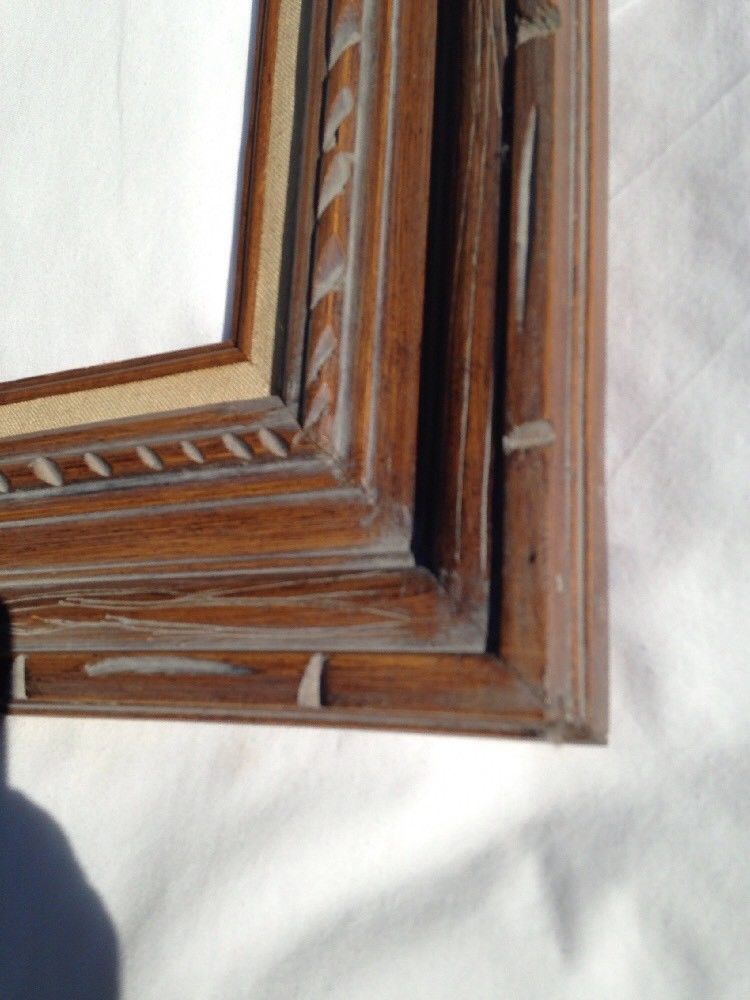 Vintage mid century Heavy Carved Wood Frame 12 X 16 EUC