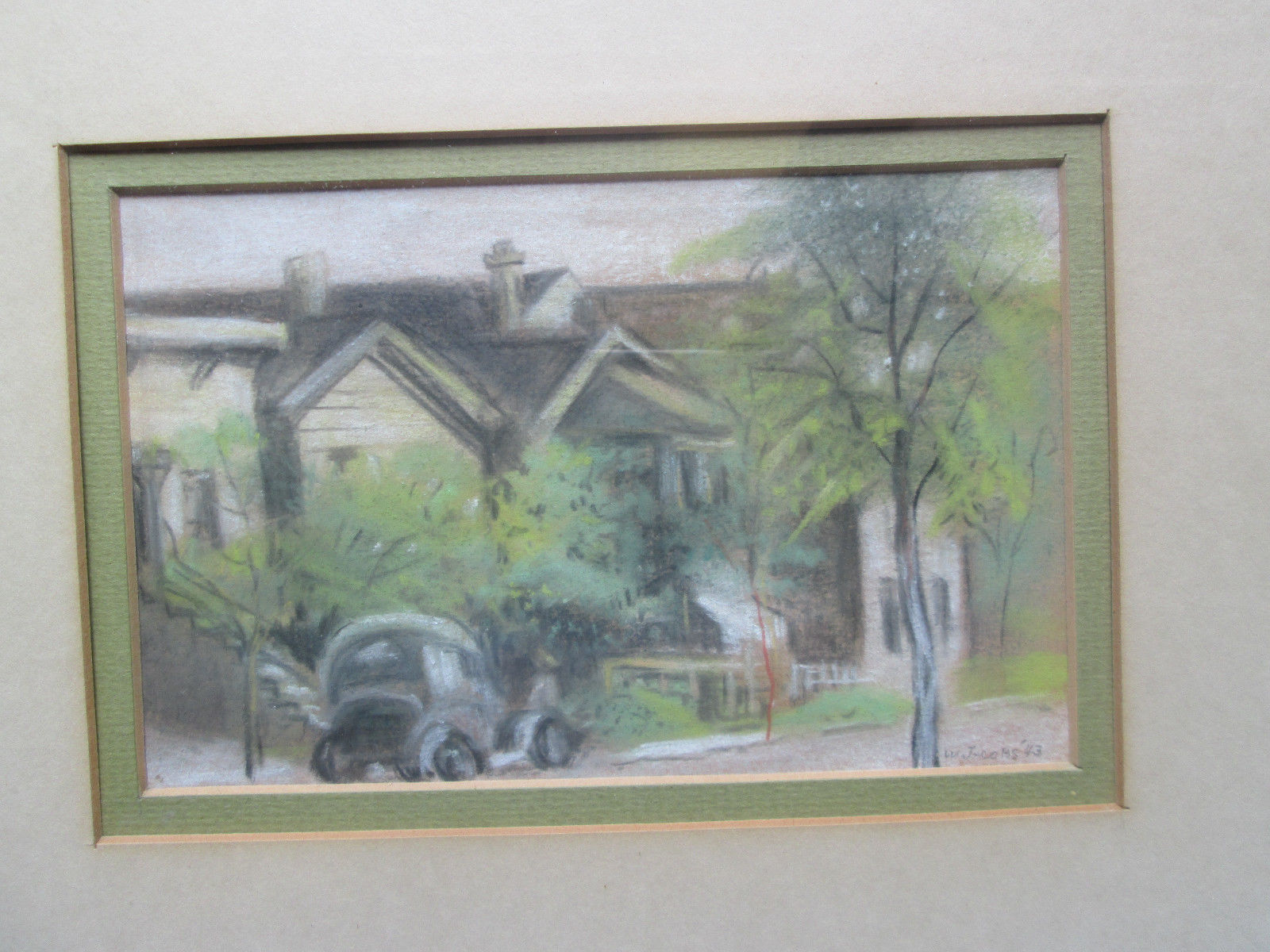 William Jacobs "Cabrini Street" - Original Artist 1943 Art Pastel