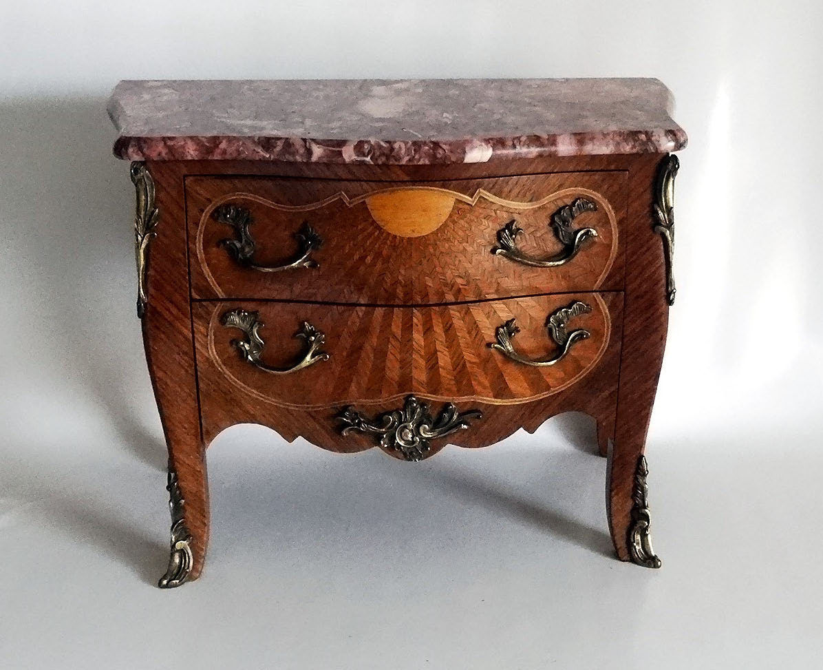 French Antique Small Scaled Marquetry Boulle –Style Commode -1820’s