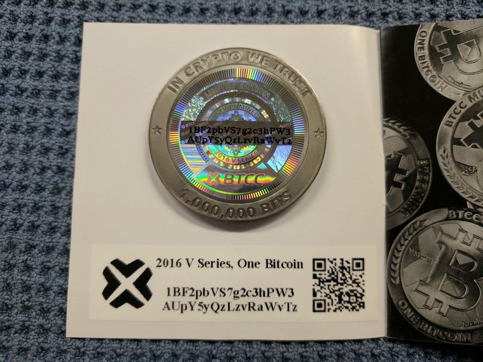 2016 BTCC Mint 1BTC Physical BITCOIN Titanium Series-V Loaded like Casascius