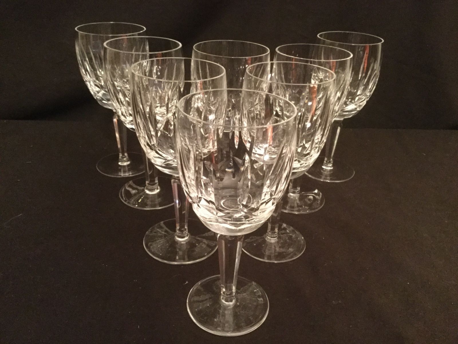 SET OF 8 WATERFORD CRYSTAL WATER GOBLET GLASSES IN THE KILDARE PATTERN