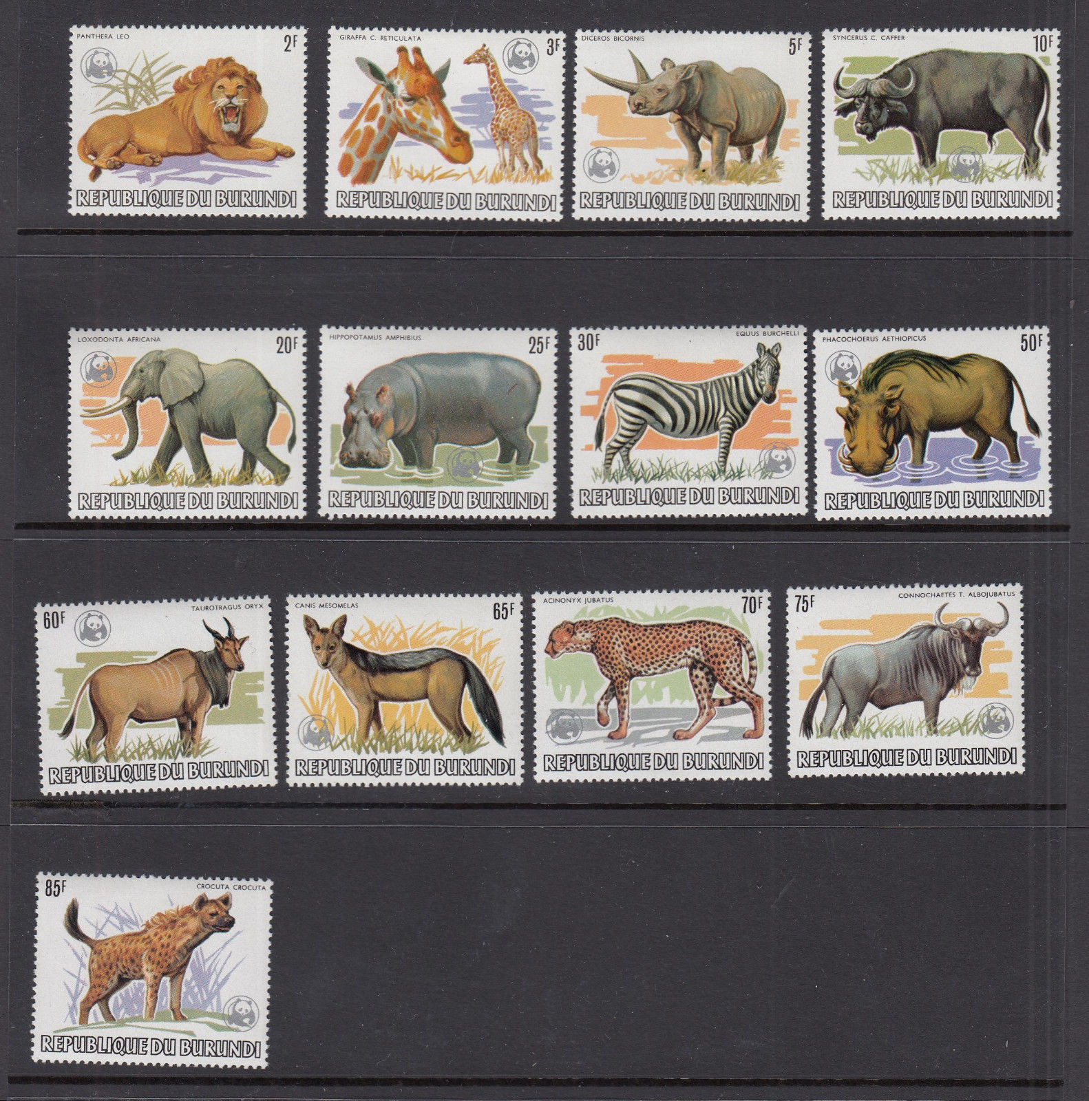 Burundi stamps 1983 SC#589a-601a complete set World Wildlife Fed. Fund, animals