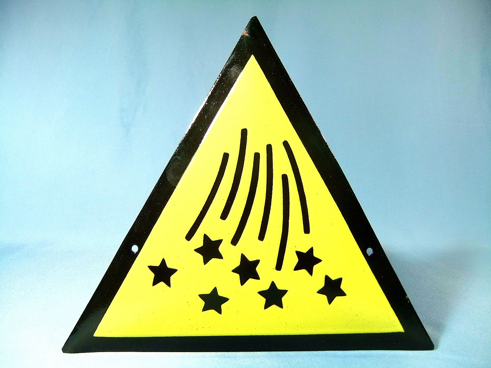 VTG INDUSTRIAL ENAMEL PORCELAIN METAL SIGN PLATE-DANGER OF FALLING SPARKS! 1960s