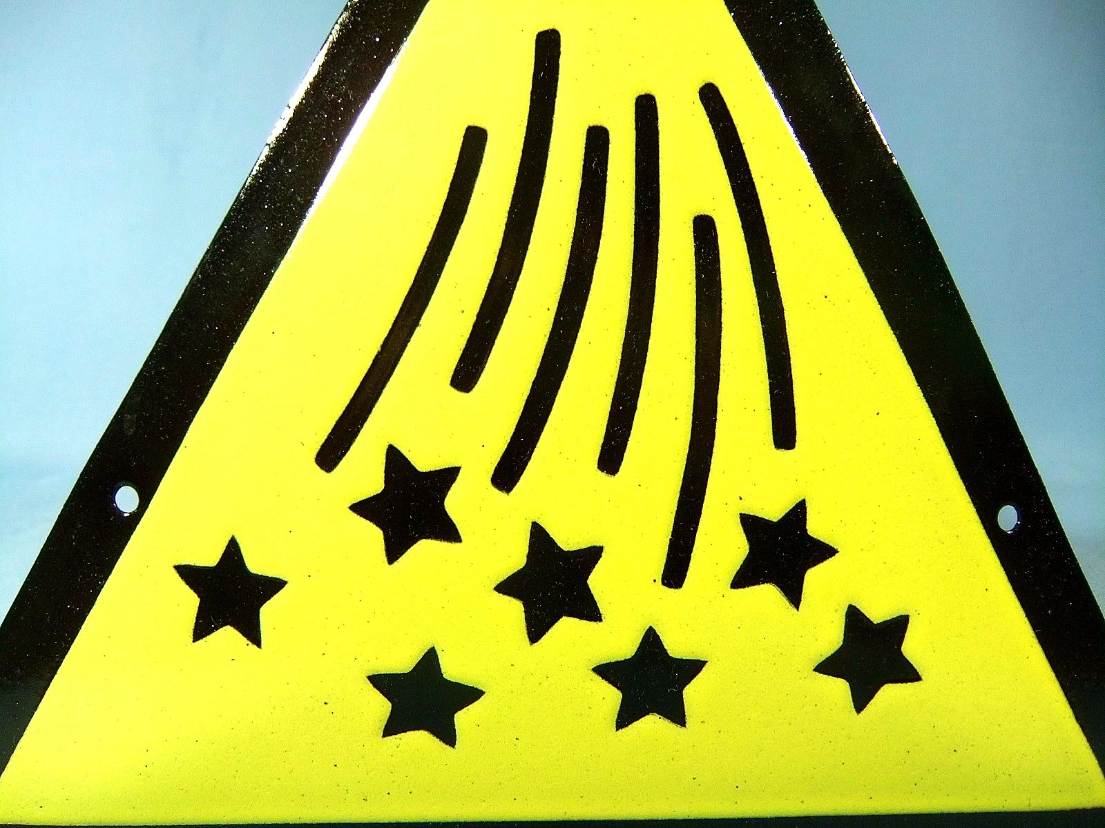 VTG INDUSTRIAL ENAMEL PORCELAIN METAL SIGN PLATE-DANGER OF FALLING SPARKS! 1960s