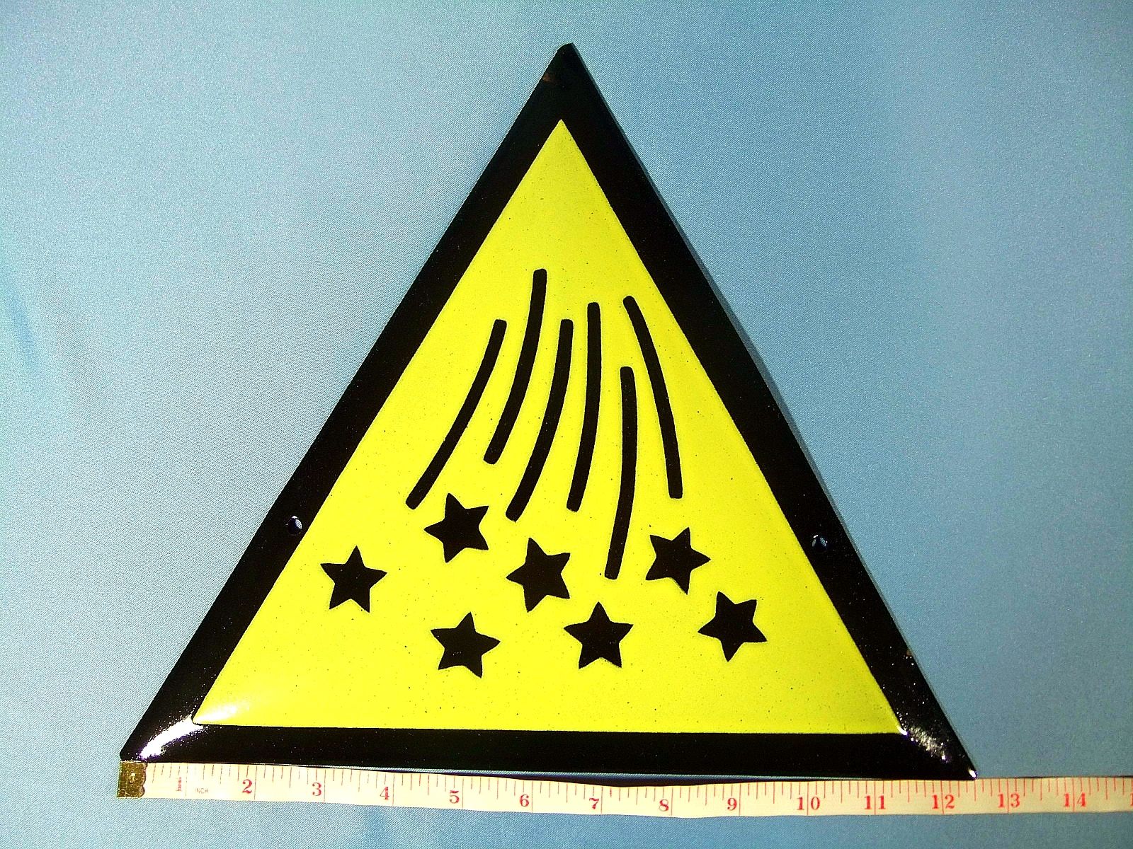 VTG INDUSTRIAL ENAMEL PORCELAIN METAL SIGN PLATE-DANGER OF FALLING SPARKS! 1960s