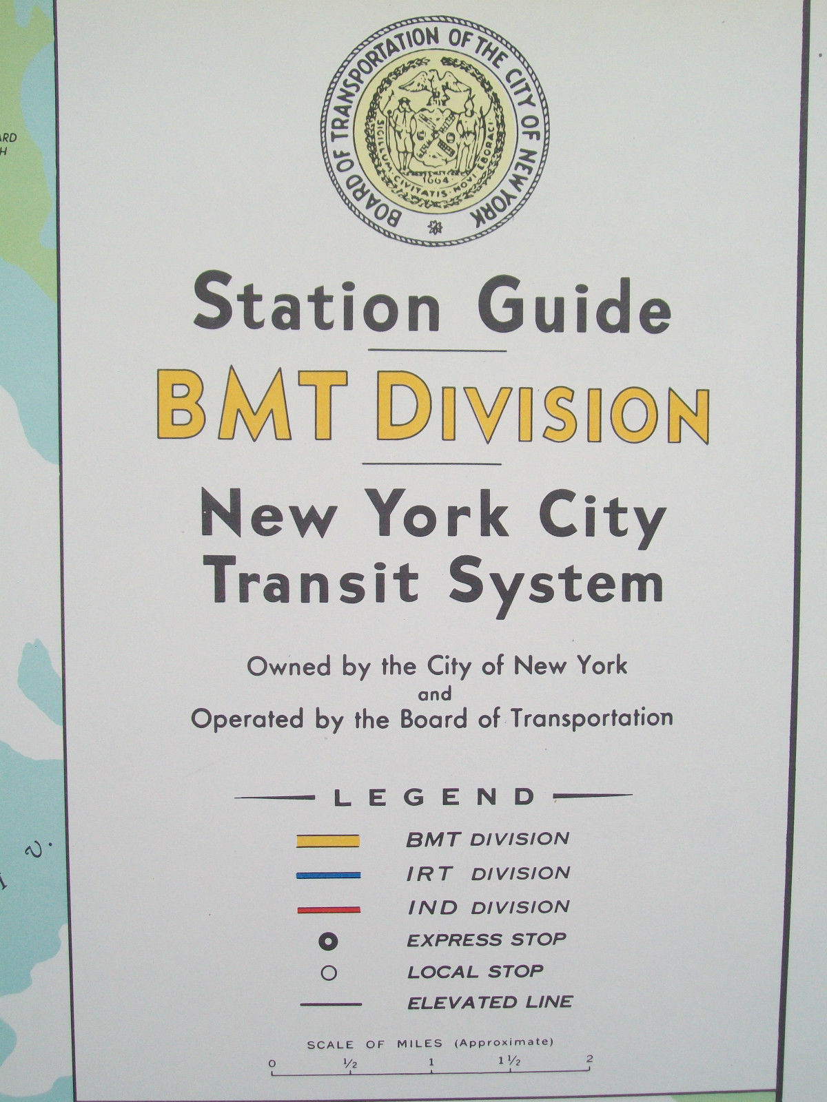 1948 NYC New York Subway Elevated Map Hagstrom BMT Brooklyn Ebbets Field NICE