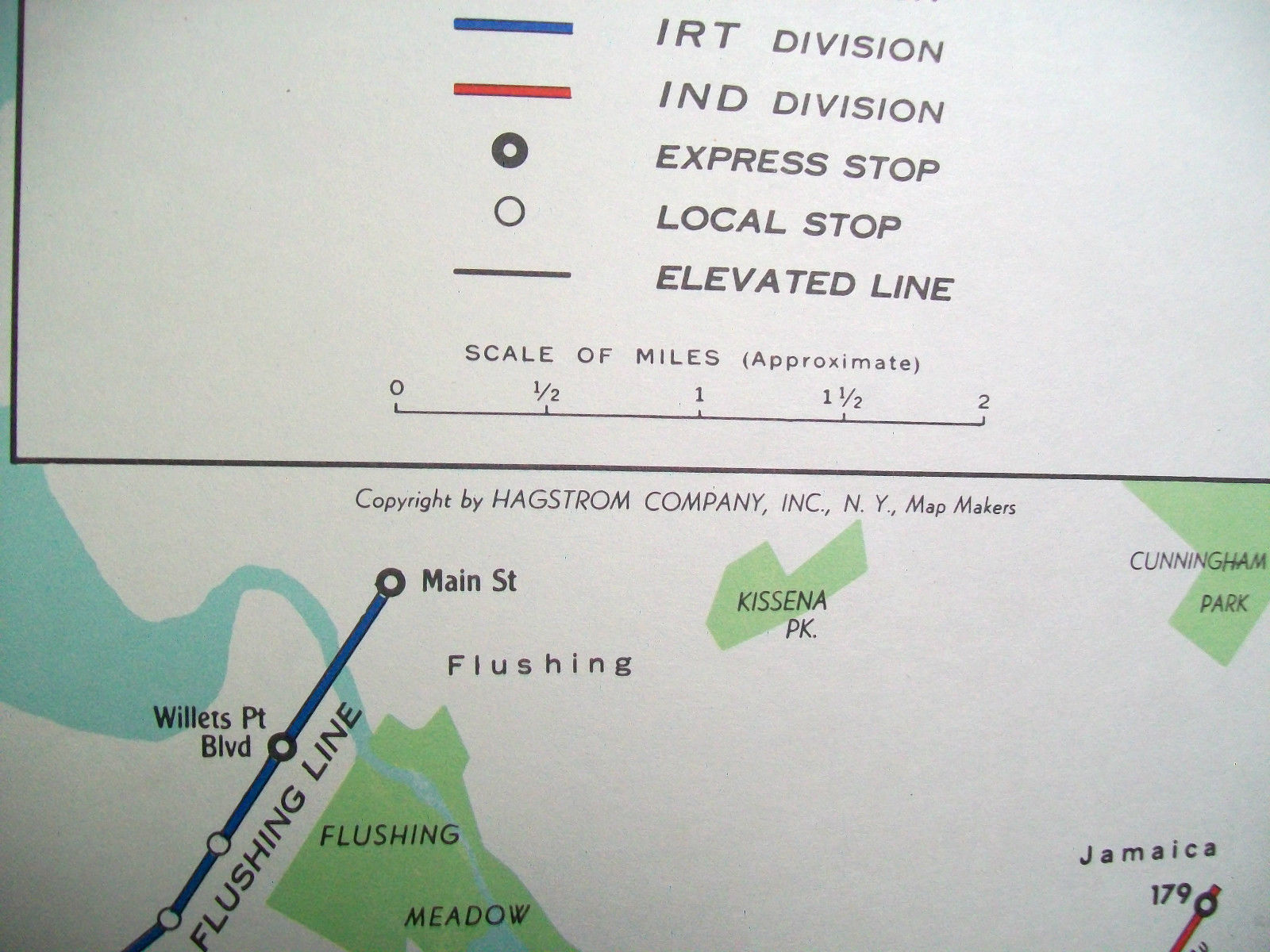 1948 NYC New York Subway Elevated Map Hagstrom BMT Brooklyn Ebbets Field NICE