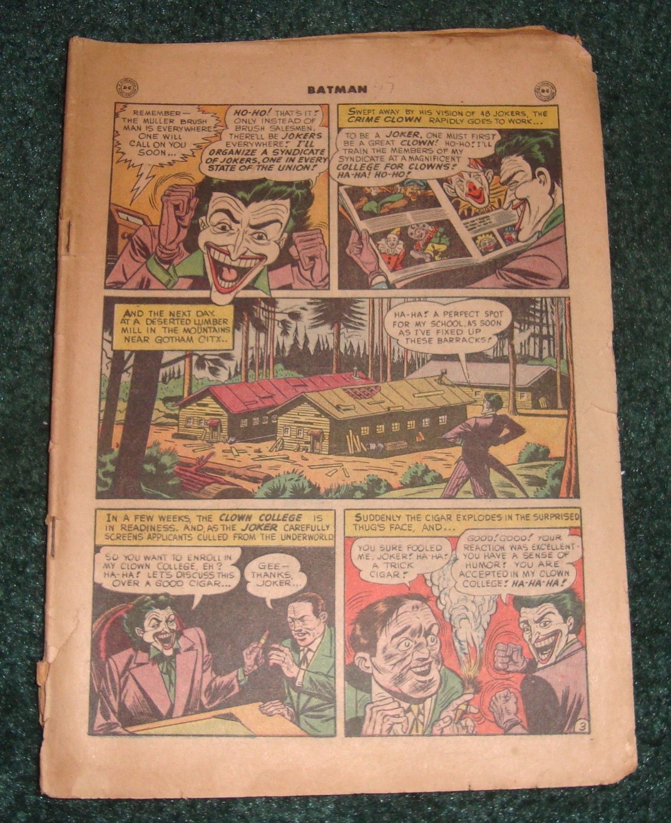 Batman #55 vs THE JOKER! Golden Age Greatness! Coverless, missing 1st wrap