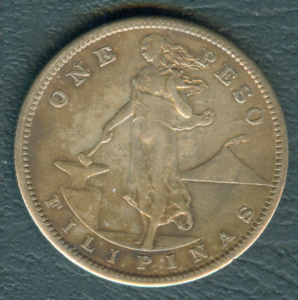 1 Peso 1908-S US Philippine Silver Coin #A10