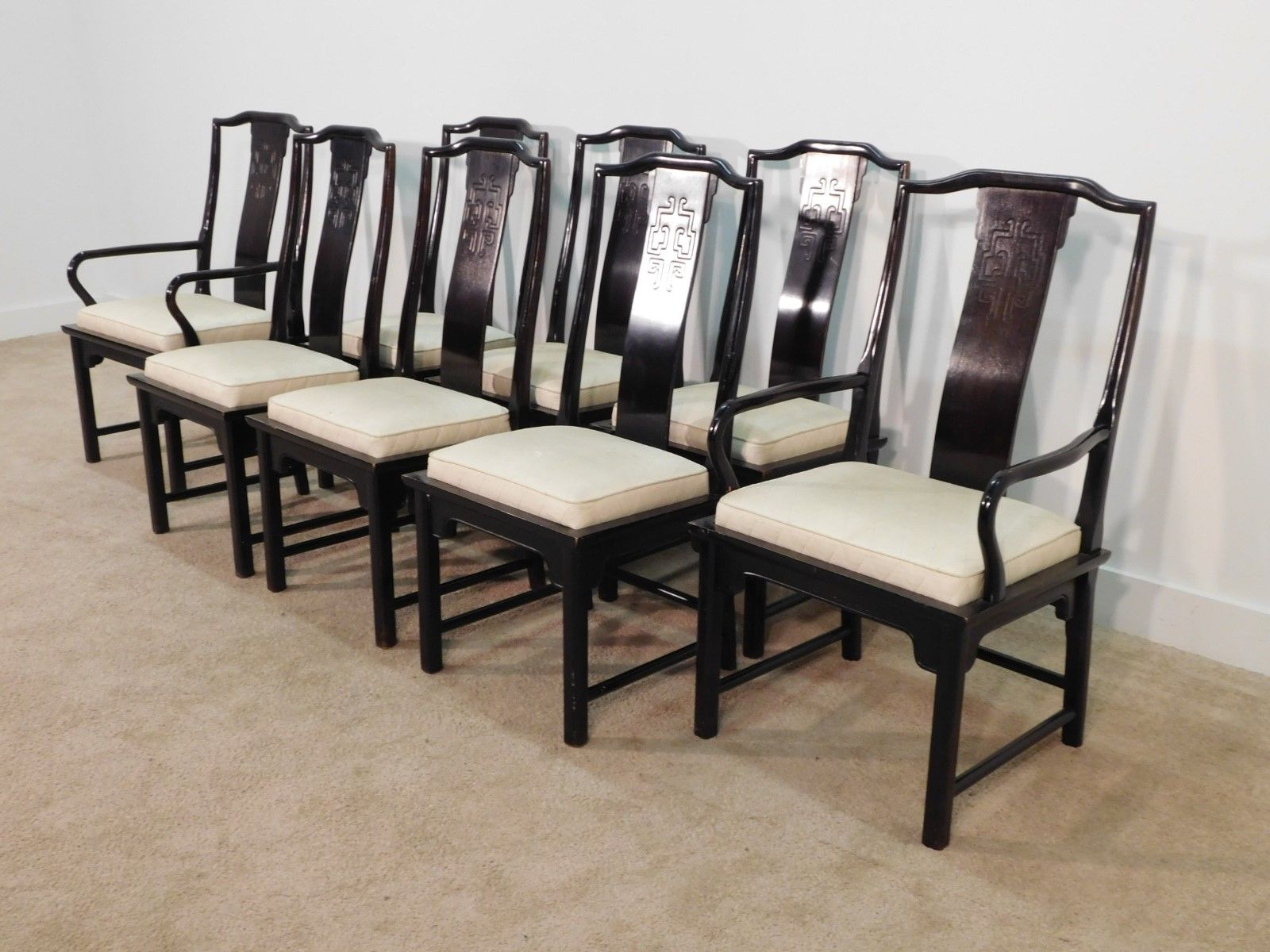 Set of 8 Century Chin Hua Chinese Chippendale Mahogany Dining Chairs