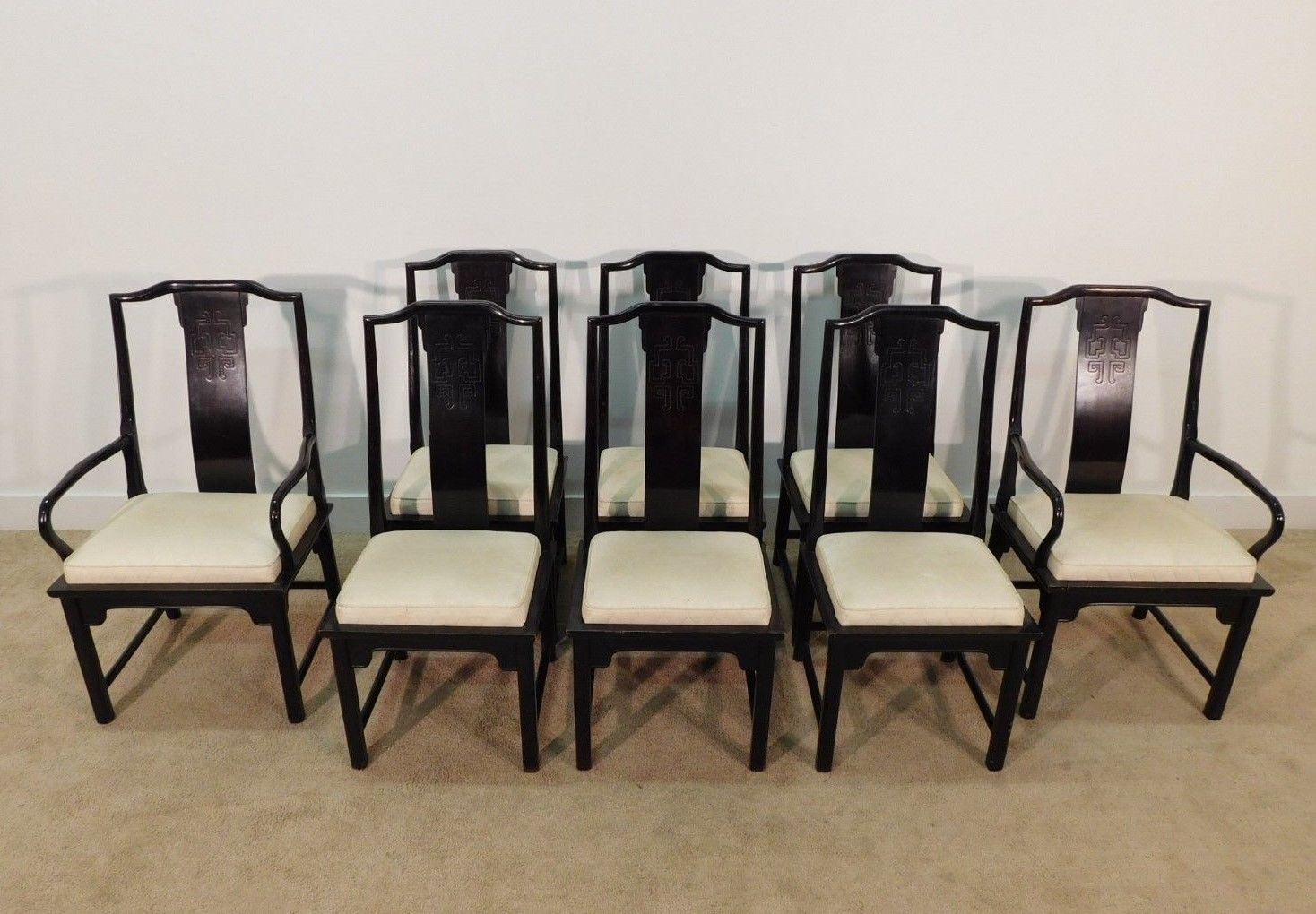 Set of 8 Century Chin Hua Chinese Chippendale Mahogany Dining Chairs