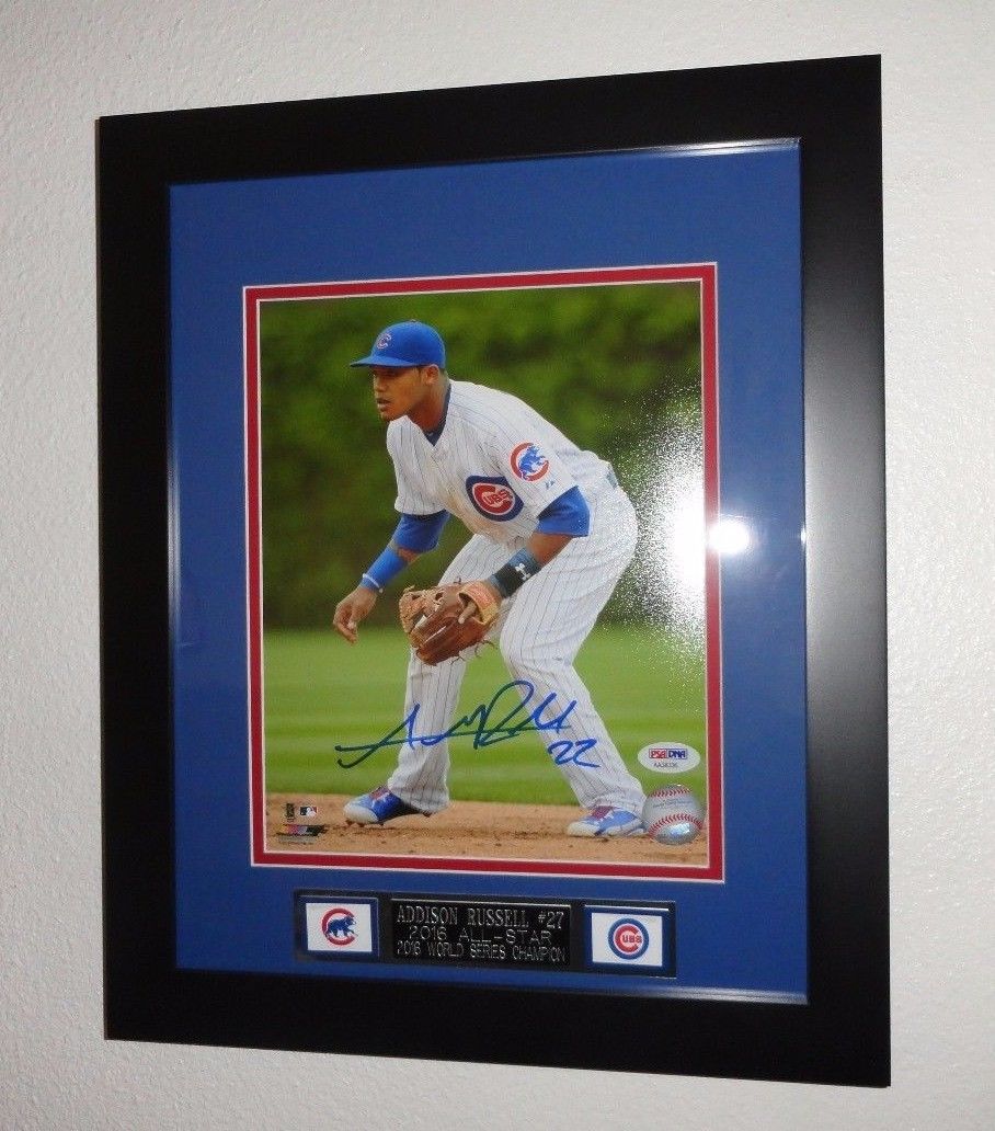 Addison Russell Signed Chicago Cubs Framed Autograph 8X10 Photo PSA/DNA COA