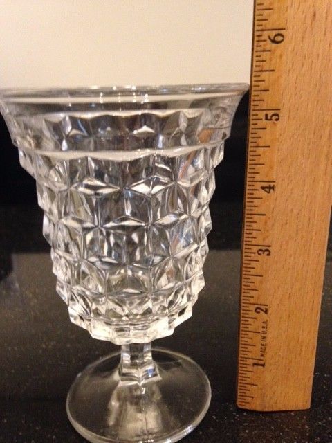 Lot of 6 Fostoria American 5 1/2" Tall Water Wine Goblets Glasses - Clear Glass