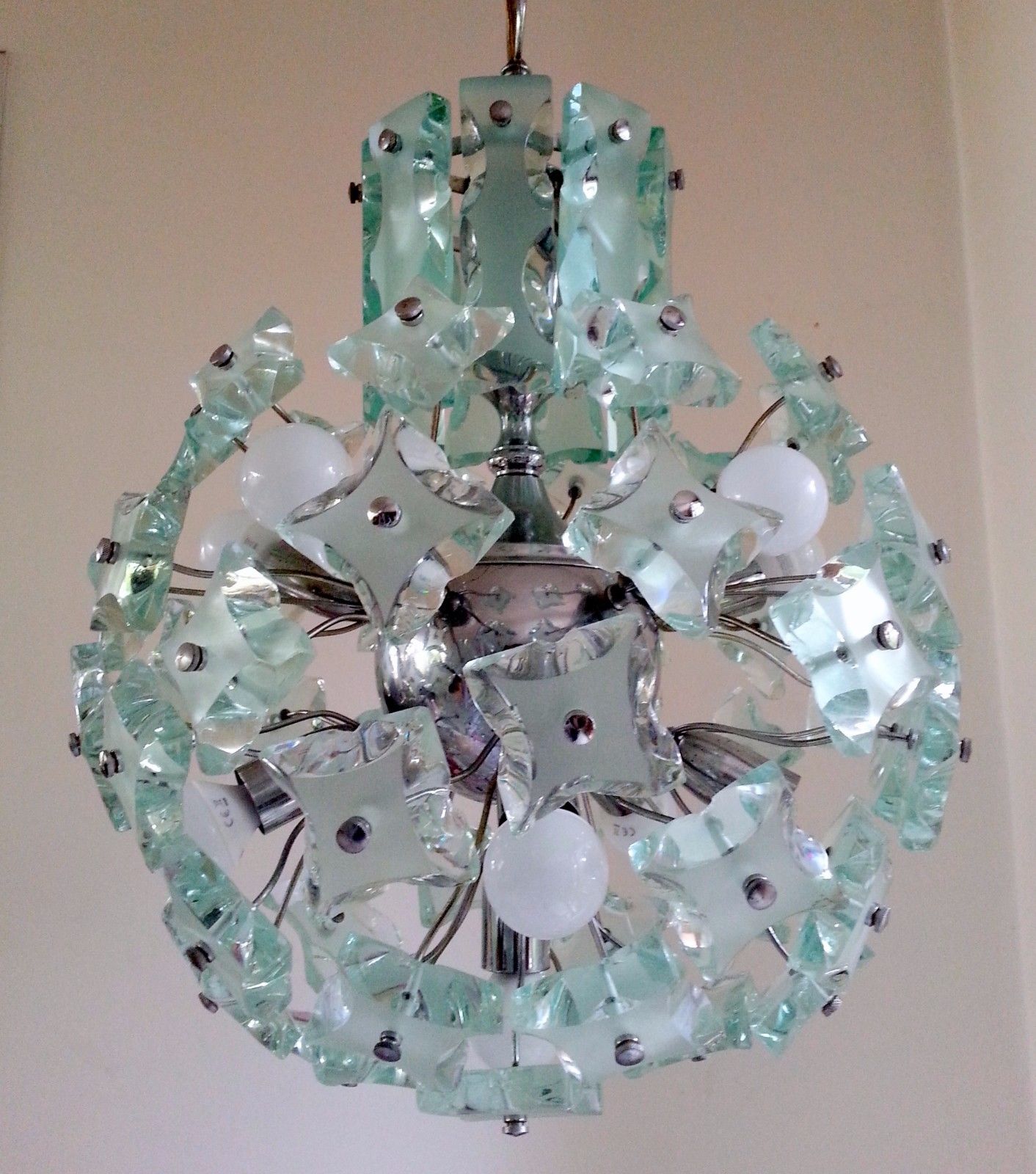 RARE Mid Century Modern Glass Sputnik Chandelier Fontana Arte style era