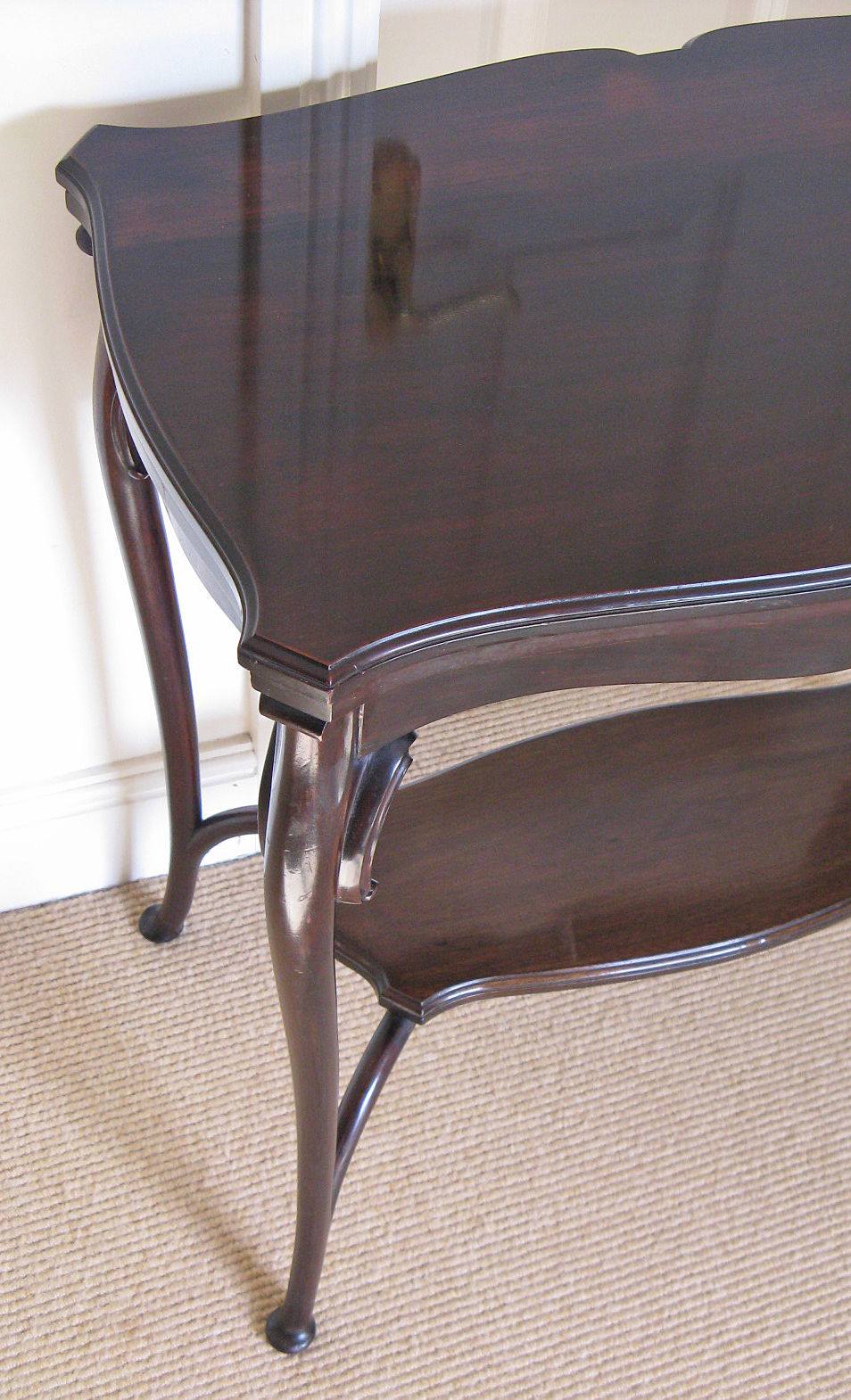 Early 20th Century Stained Mahogany Fold-Over Serpentine Top Card or Side Table