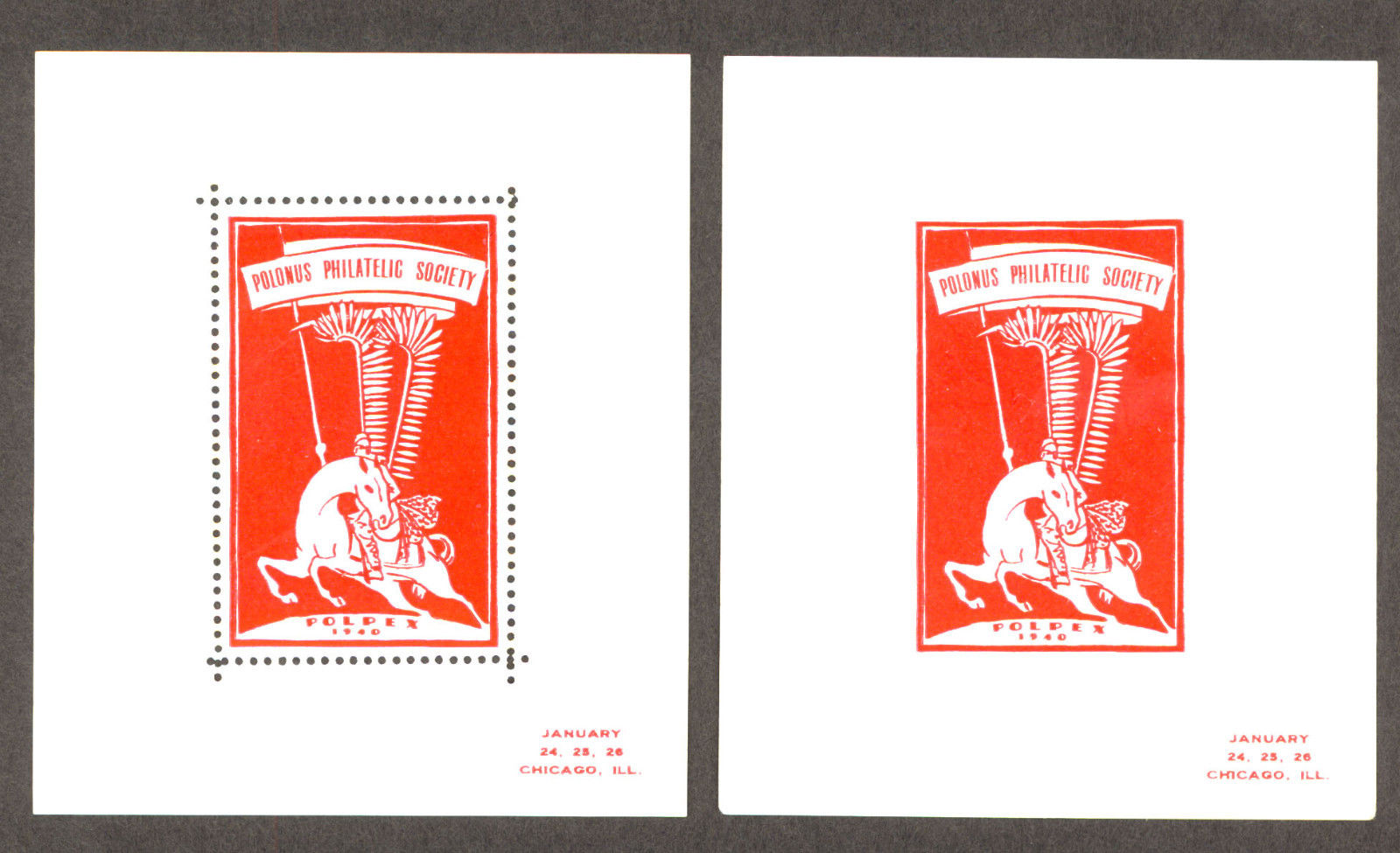 POLPEX  1940 Winged Hussar Souvenir Sheet, Mint set.