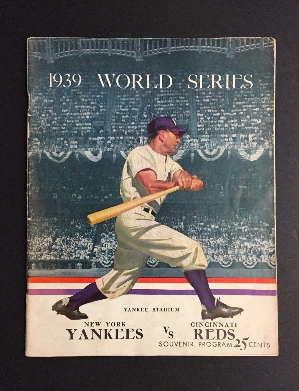 1939 World Series Program Baseball Yankees Vs Cincinnati Red Lou Gehrig Cover