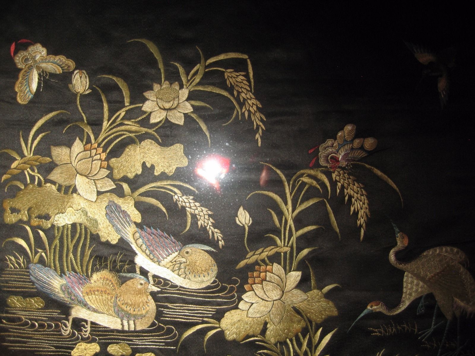 Antique Chinese Silk Embroidery of Birds and Floral