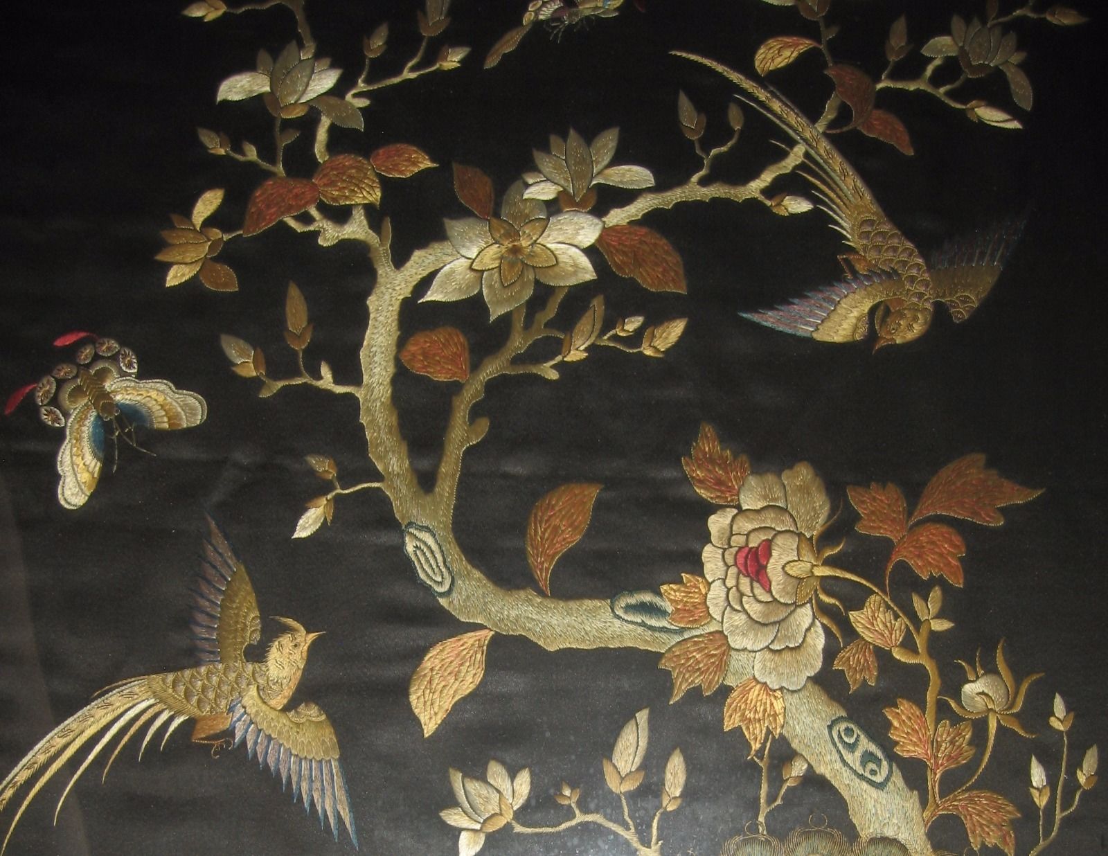 Antique Chinese Silk Embroidery of Birds and Floral