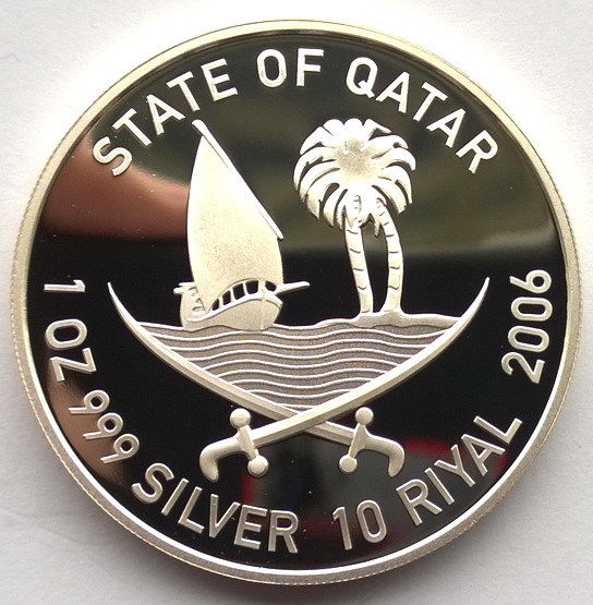 Qatar 2006 Football 10 Riyals 1oz Silver Coin,Proof