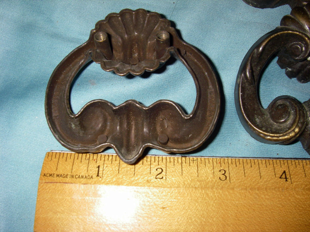 4 Antique Drawer Pulls Vintage French Provincial Hardware Ring Pulls