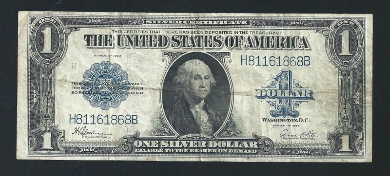 $1 1923 SILVER CERTIFICATE <<< HORSE BLANKET >>> 2 OF 2