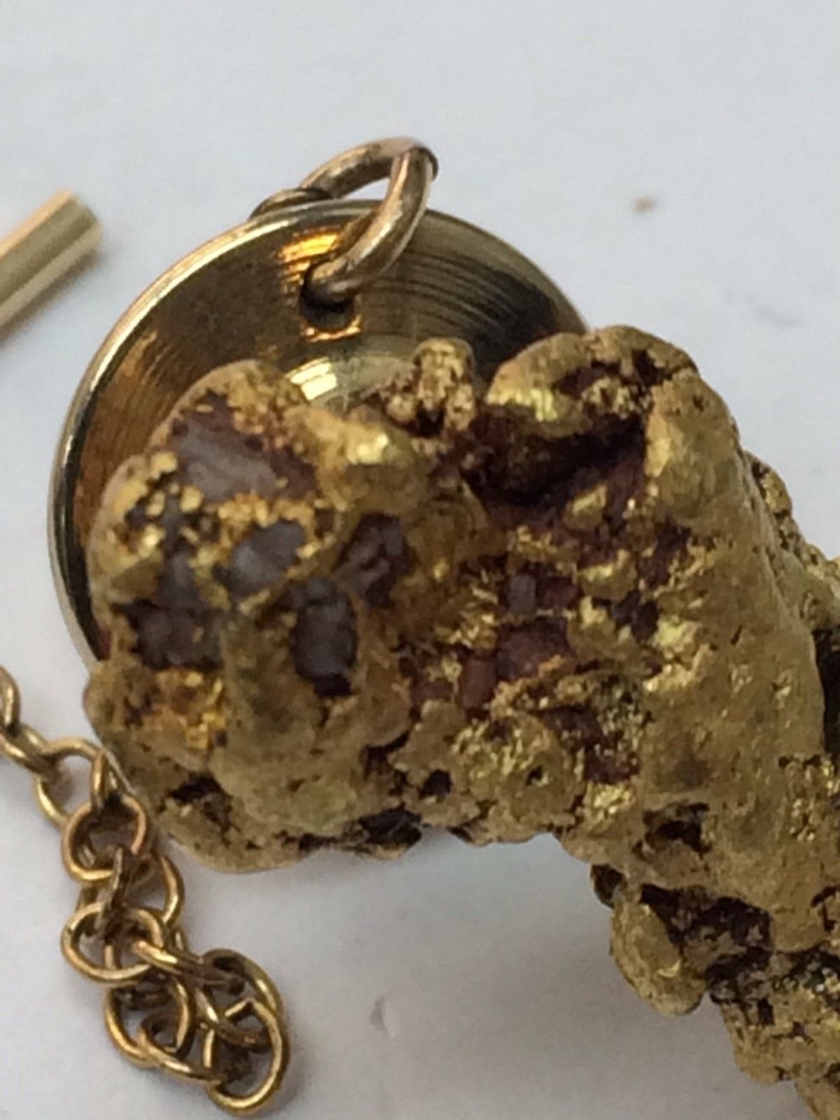 WOW-!!!!!! MASSIVE GOLD NUGGET & DIAMOND TIE TACK NICE PIECE