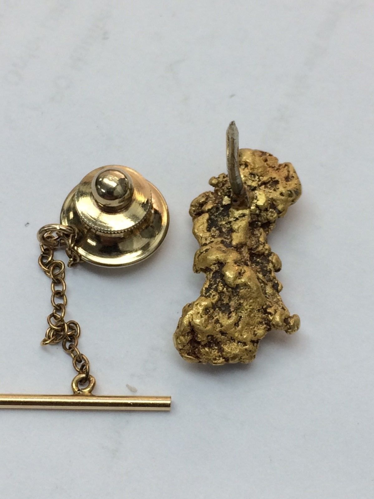 WOW-!!!!!! MASSIVE GOLD NUGGET & DIAMOND TIE TACK NICE PIECE