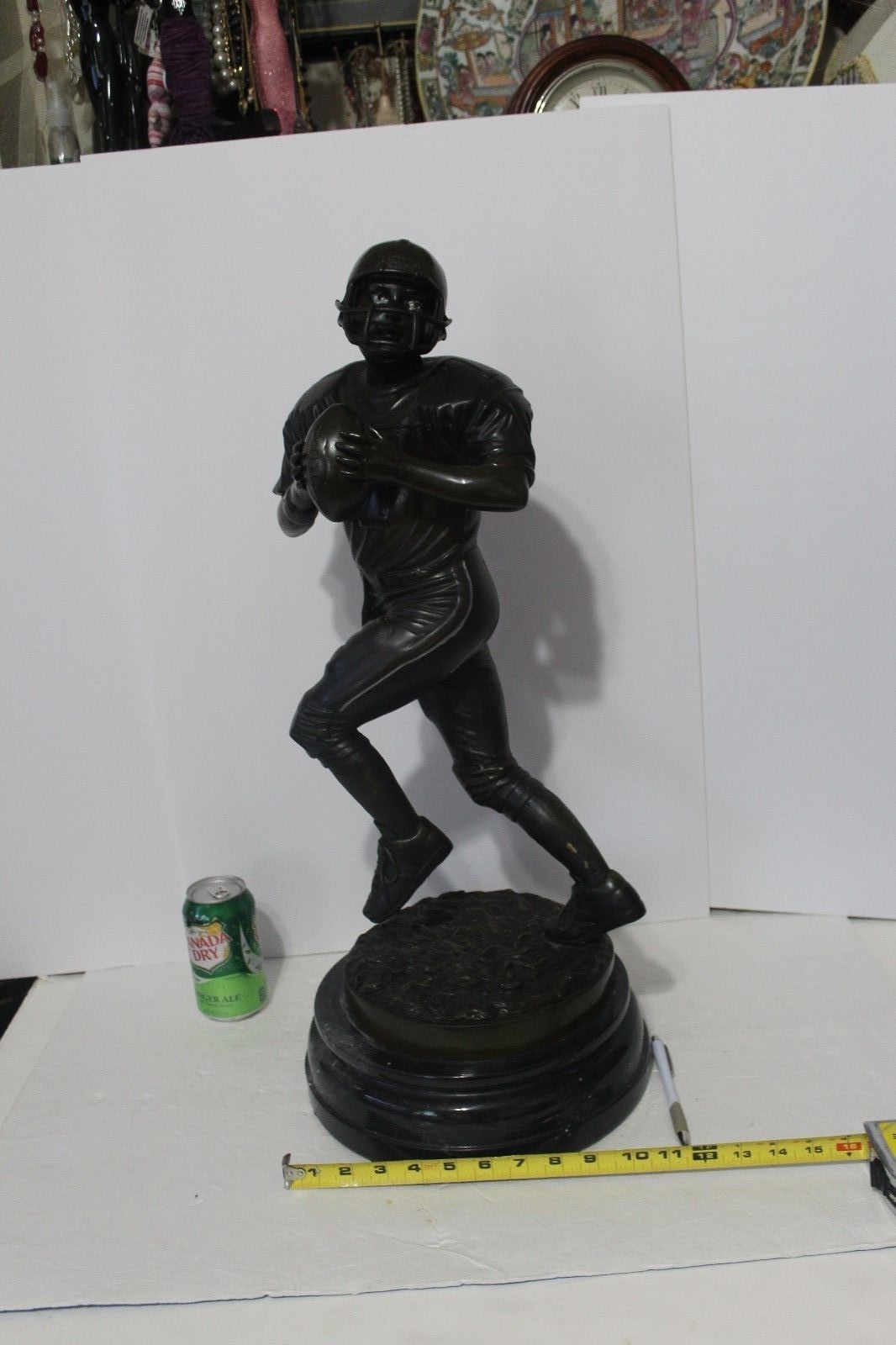 Jim Davidson 26" Bronze Statue - Sculpture "The Quarter Back" On Marble Base