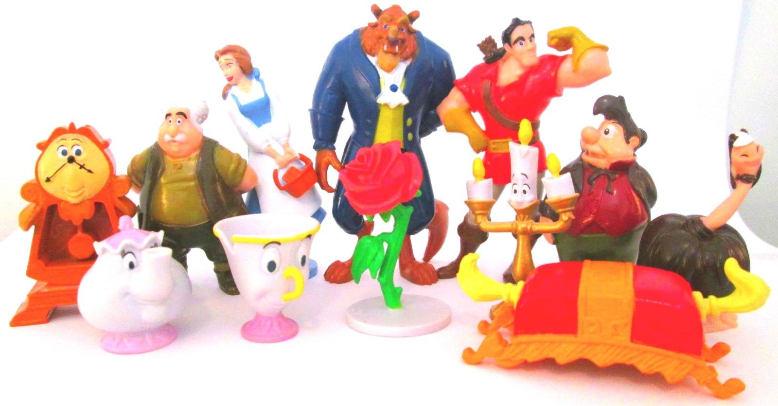 BEAUTY AND THE BEAST Figure Set DISNEY PVC TOY Cake Topper BELLE Gaston LUMIERE!
