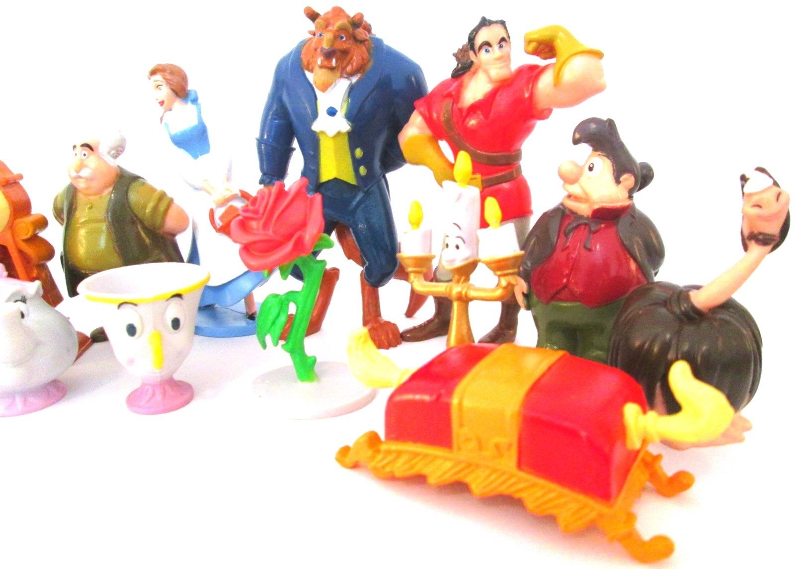 BEAUTY AND THE BEAST Figure Set DISNEY PVC TOY Cake Topper BELLE Gaston LUMIERE!