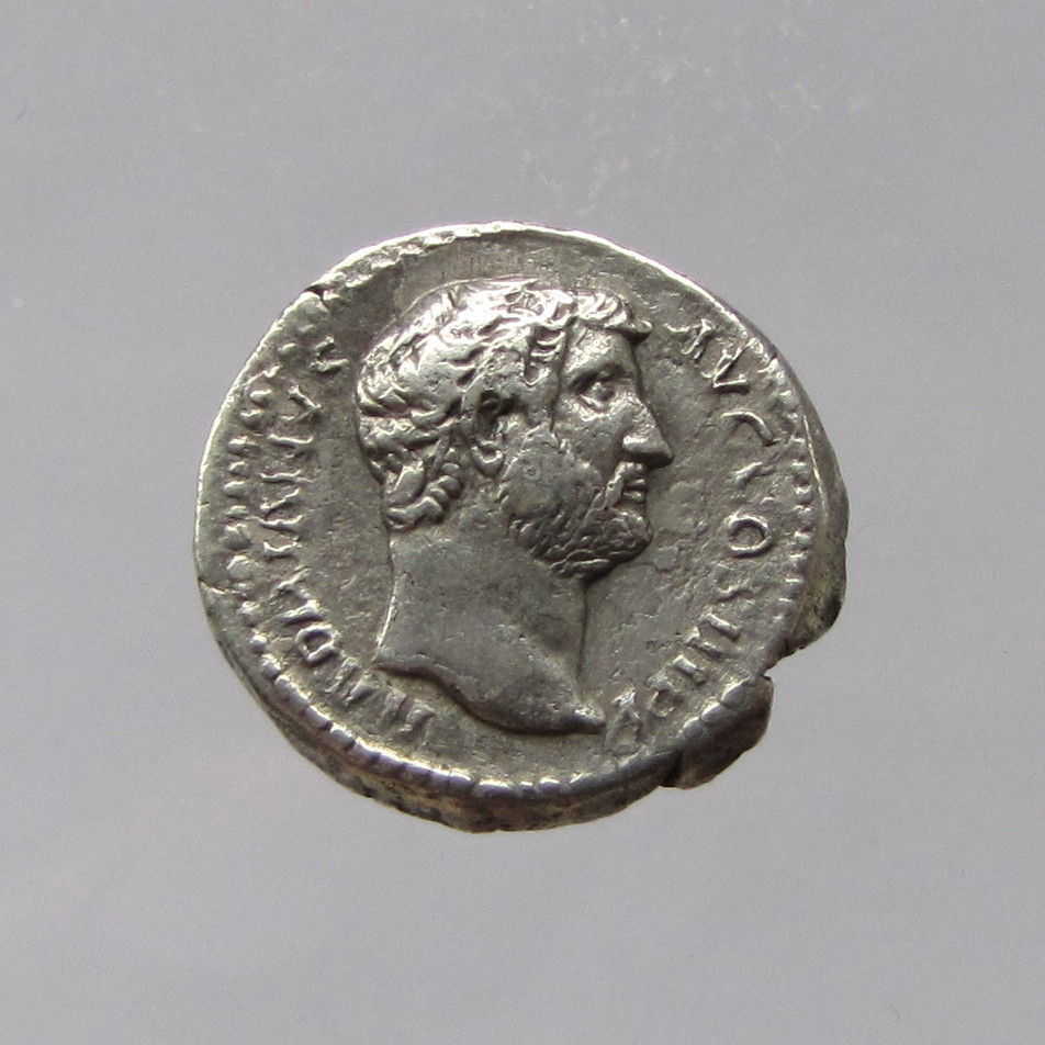 Hadrian Silver Denarius Reverse: Tellus Stabil Holding Plough and Rake