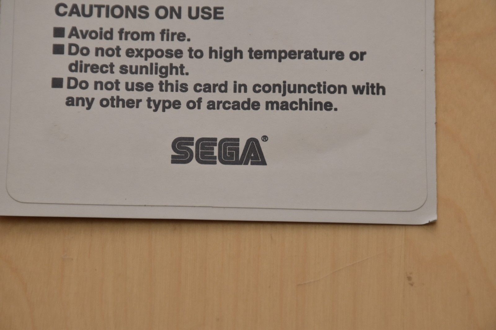 Sega Cleaning Card For Magnetic Card Read/ Writer